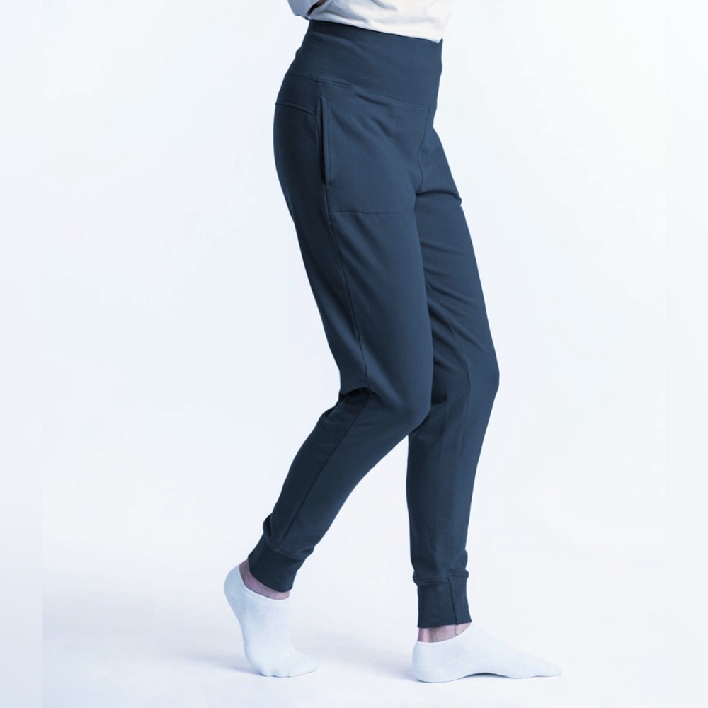 MAGGIE'S ORGANICS Organic Cotton Fleece Joggers Blue Size Medium Boho Hippie